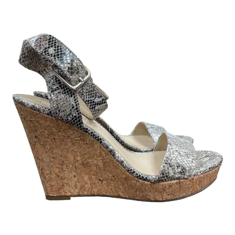 Snakeskin Print Sandals Heels Wedge By Jessica Simpson, Size: 9 Camouflage Print Boot Style  