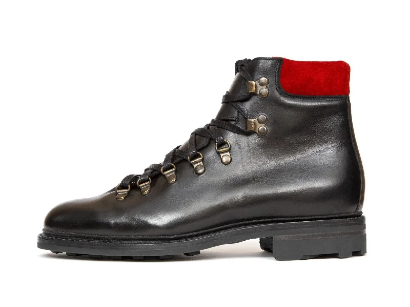 Snoqualmie - MTO - Rugged Black Calf / Red Suede - NJF Last - Rugged Rubber Sole w/ Stormwelt Edwardian Shoe Look Snoqualmie - MTO - Rugged Black Calf / Red Suede - NJF Last - Rugged Rubber Sole w/ Stormwelt Edwardian Shoe Look