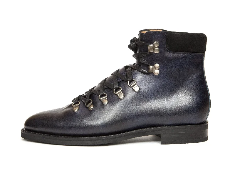 Snoqualmie - MTO - Navy Museum Calf / Black Suede - TMG Last - City Rubber Sole Victorian - Era Boot Style Snoqualmie - MTO - Navy Museum Calf / Black Suede - TMG Last - City Rubber Sole Victorian - Era Boot Style