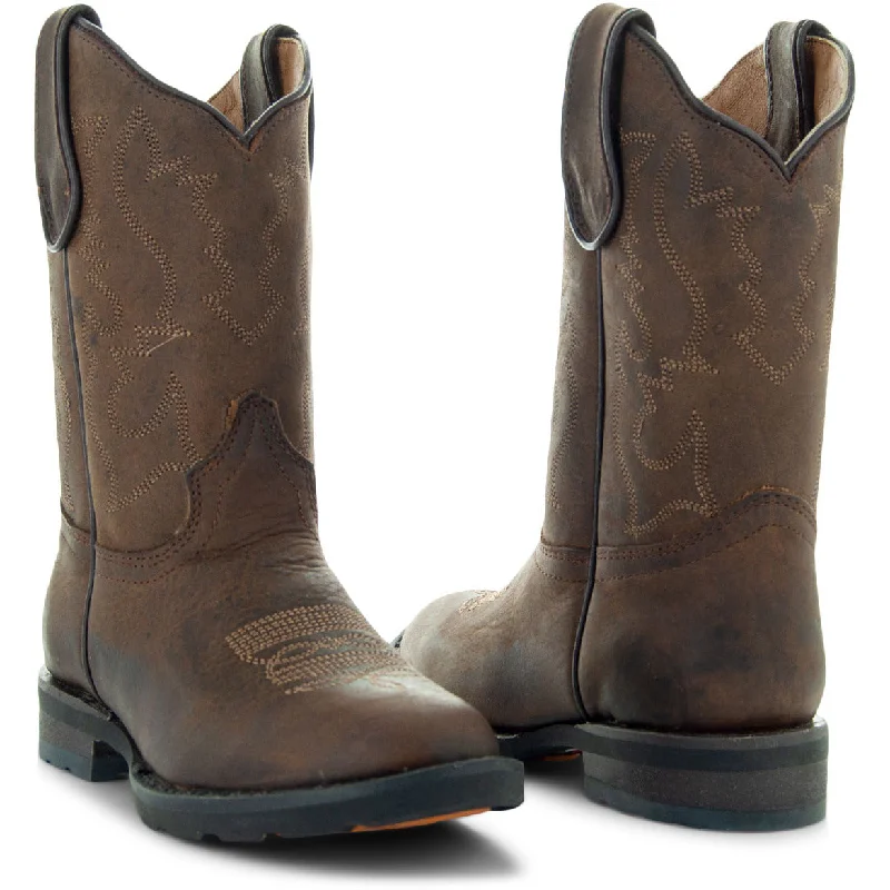 Soto Boots K4004 Buckaroo Kids Cowboy Boots Camel Tailored Oxford Style 