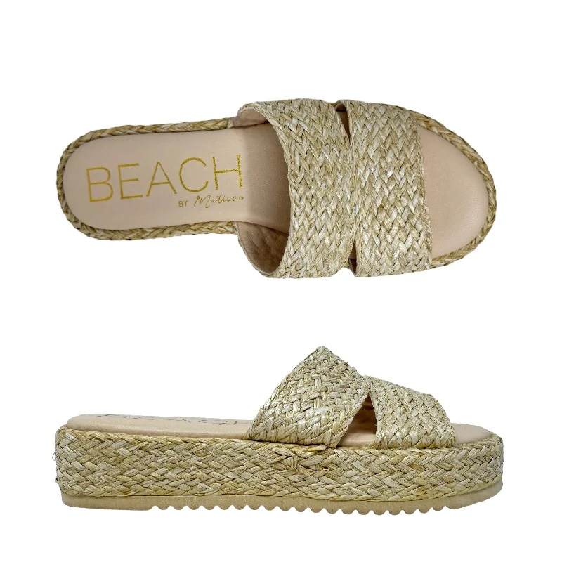 Hali Platform Sandals in Natural Raffia Matisse Beach, Size 9 Comfortable Derby Style  