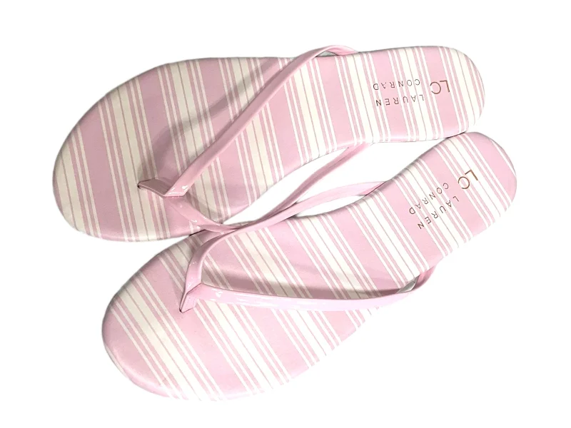 Striped Pattern Sandals Flip Flops Lc Lauren Conrad, Size 9 Hemp - Material Shoe Style  