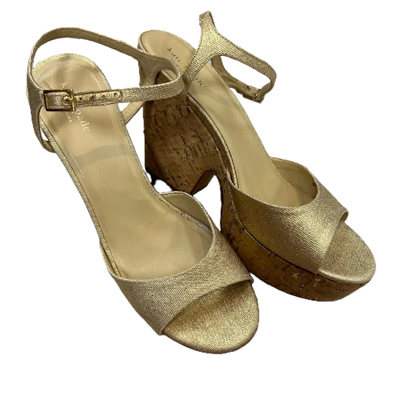 Tan Sandals Designer By Kate Spade, Size: 9.5 Single - Buckle Monk Look  