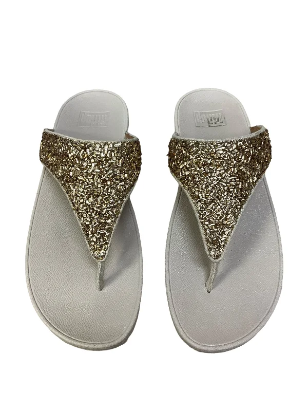 Tan Sandals Flip Flops Fitflop, Size 10 Ivy League - Inspired Derby Look 