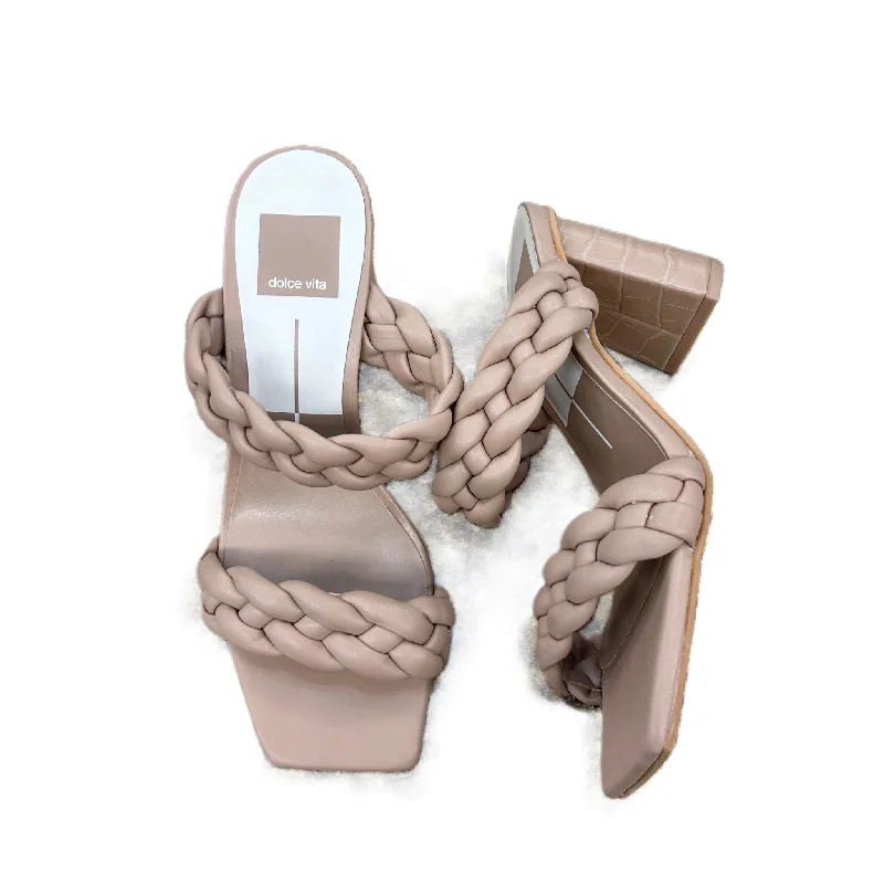 Tan Sandals Heels Block By Dolce Vita, Size: 6 Retro Basketball Sneaker Design  