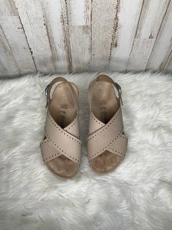 Tan Sandals Heels Wedge Birkenstock, Size 6.5 Smart - Shoe Functionality Style  