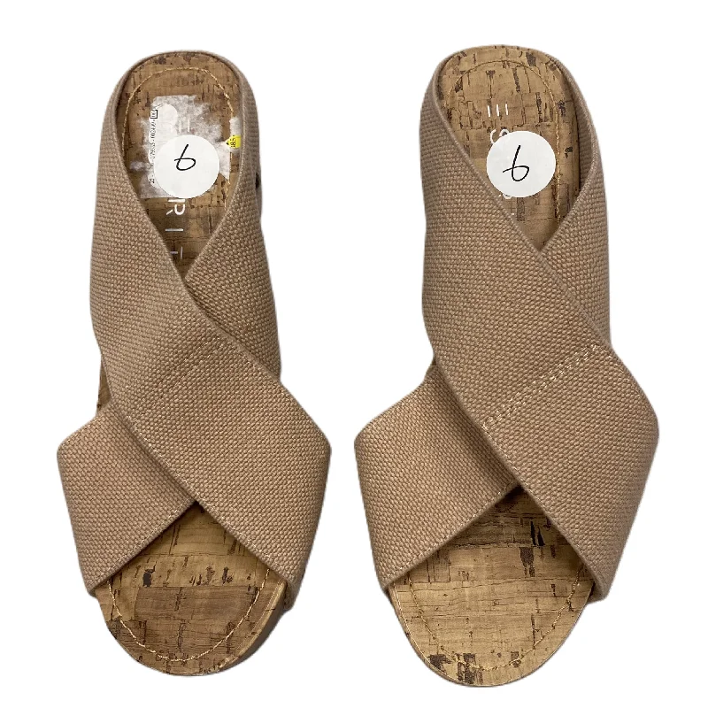 Tan Sandals Heels Wedge By Esprit, Size: 6 Casual Loafer Style          