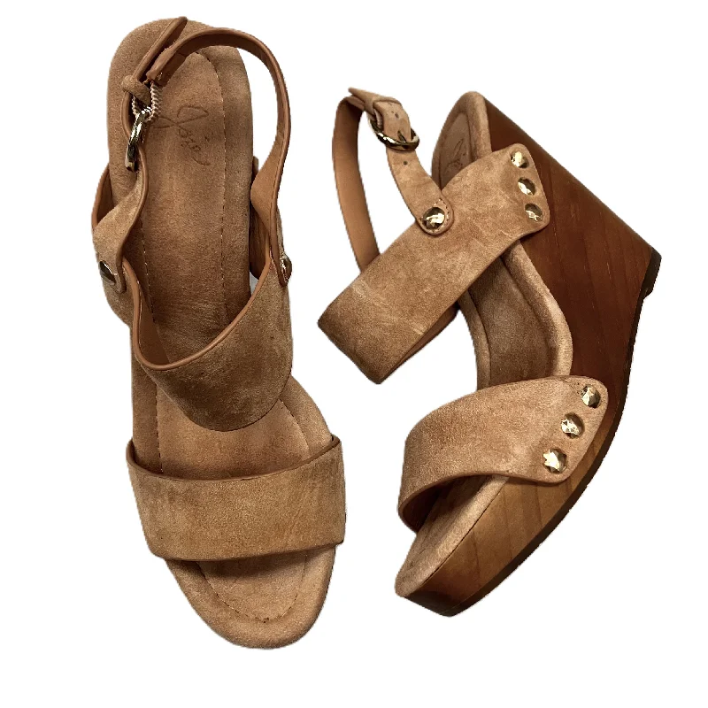Tan Sandals Heels Wedge By Joie, Size: 7.5 Tech - Inspired Sneaker Look  