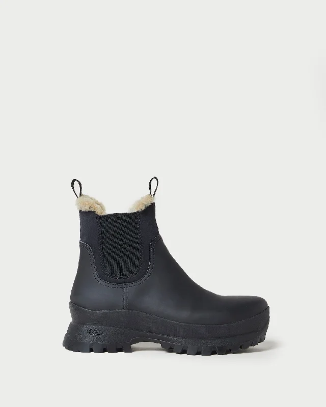 Tara Black Shearling-Lined Boot Art Deco - Inspired Shoe Look  