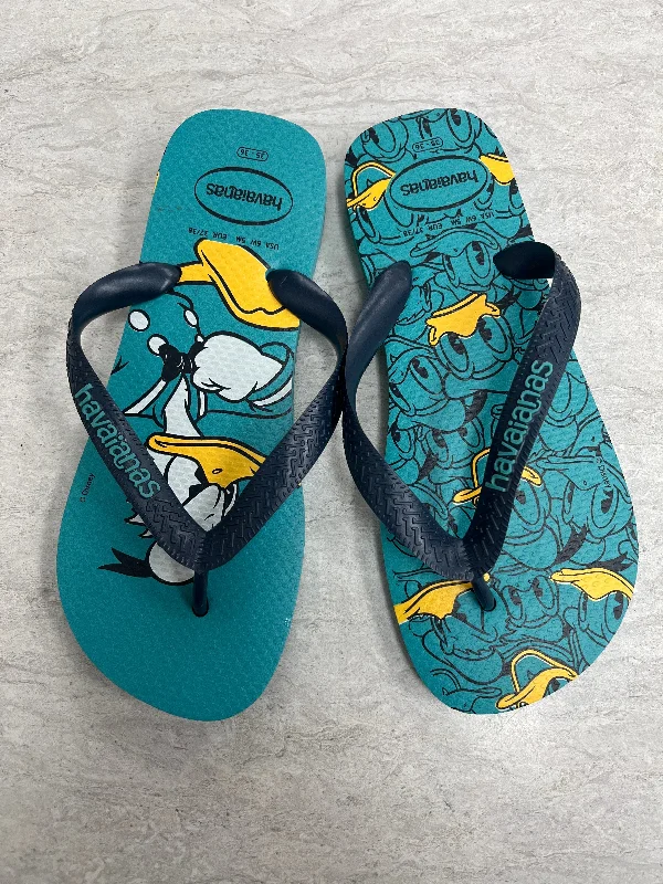 Teal Sandals Flip Flops Havaianas, Size 6 Tech - Inspired Sneaker Look  