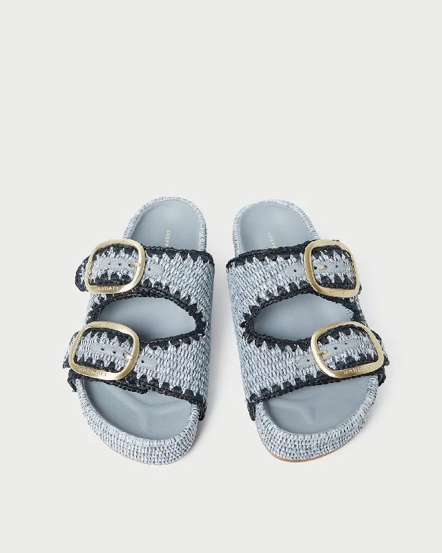 Theo Blue Raffia Footbed Sandal Neon - Accent Sneaker Look  