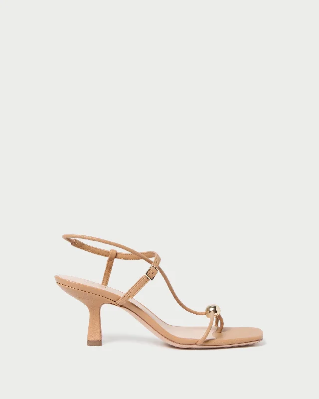 Triana Dune Leather Mid-Heel Sandal Ivy League Loafer Look 