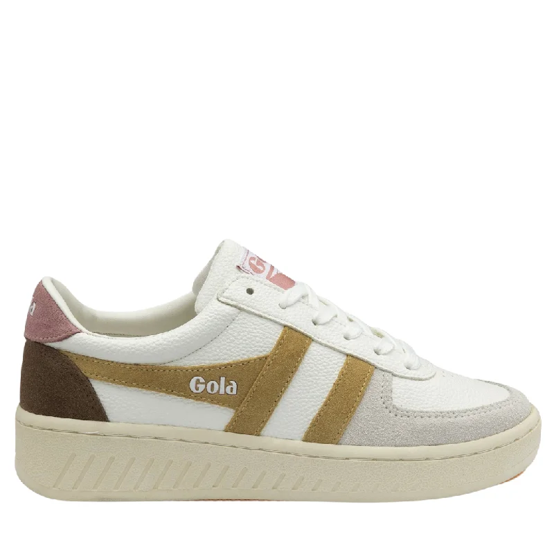Trident in White / Brown / Rose Edwardian Shoe Look  