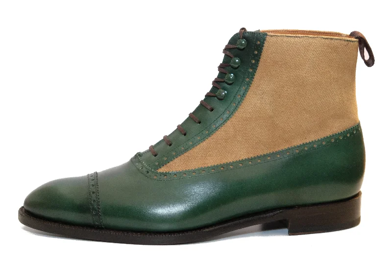 Tyler - MTO - Forest Green Calf / Hemp Canvas Hiking Boot Durability Style  