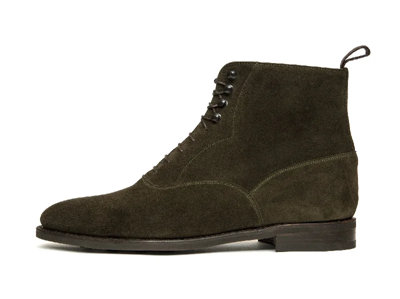 Wedgwood - MTO - Moss Suede - TMG Last - Country Rubber Sole Paisley Print Shoe Design  