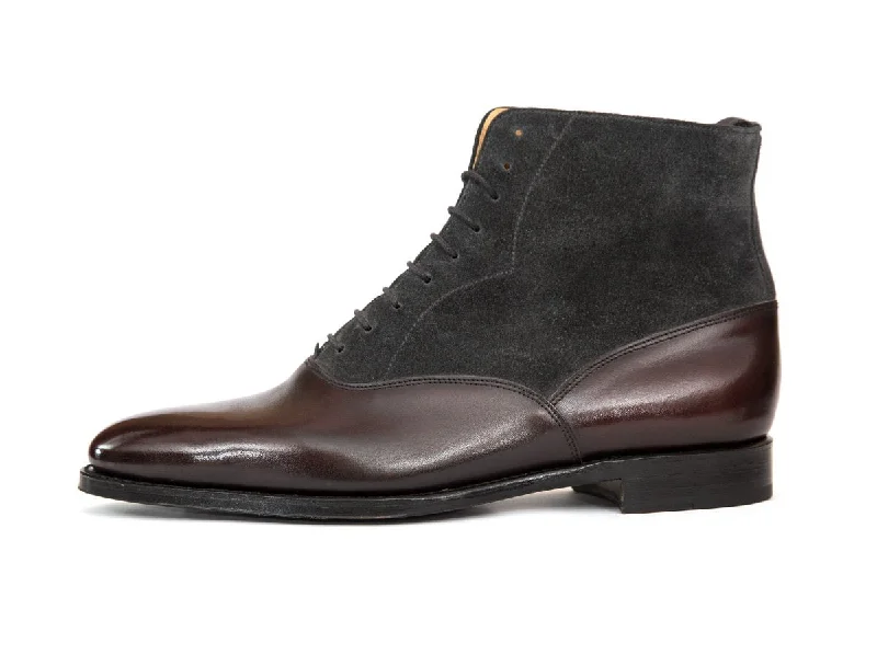 Wedgwood - MTO - Shaded Merlot Calf / Charcoal Suede - TMG Last - Single Leather Sole Minimalist Sneaker Style Wedgwood - MTO - Shaded Merlot Calf / Charcoal Suede - TMG Last - Single Leather Sole Minimalist Sneaker Style