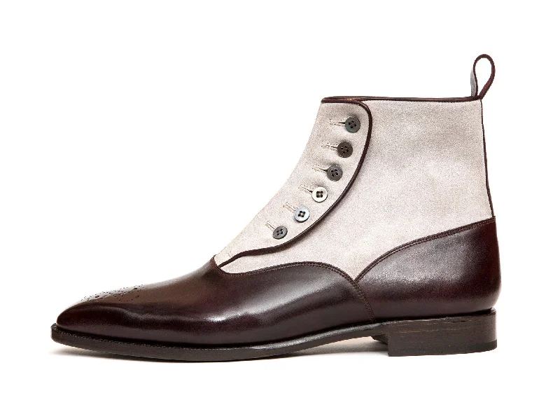 Westlake - MTO - Plum Museum Calf / Pearl Grey Suede - MGF Last - Single Leather Sole Glow - in - the - Dark Shoe Design Westlake - MTO - Plum Museum Calf / Pearl Grey Suede - MGF Last - Single Leather Sole Glow - in - the - Dark Shoe Design