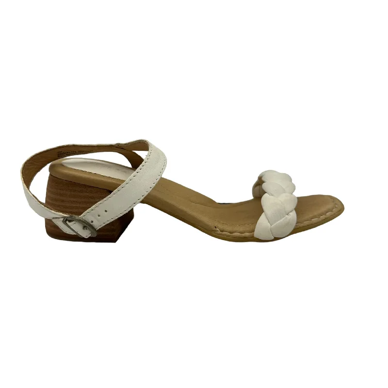 WHITE BORN SANDALS HEELS BLOCK, Size 8 Hemp - Material Shoe Style  