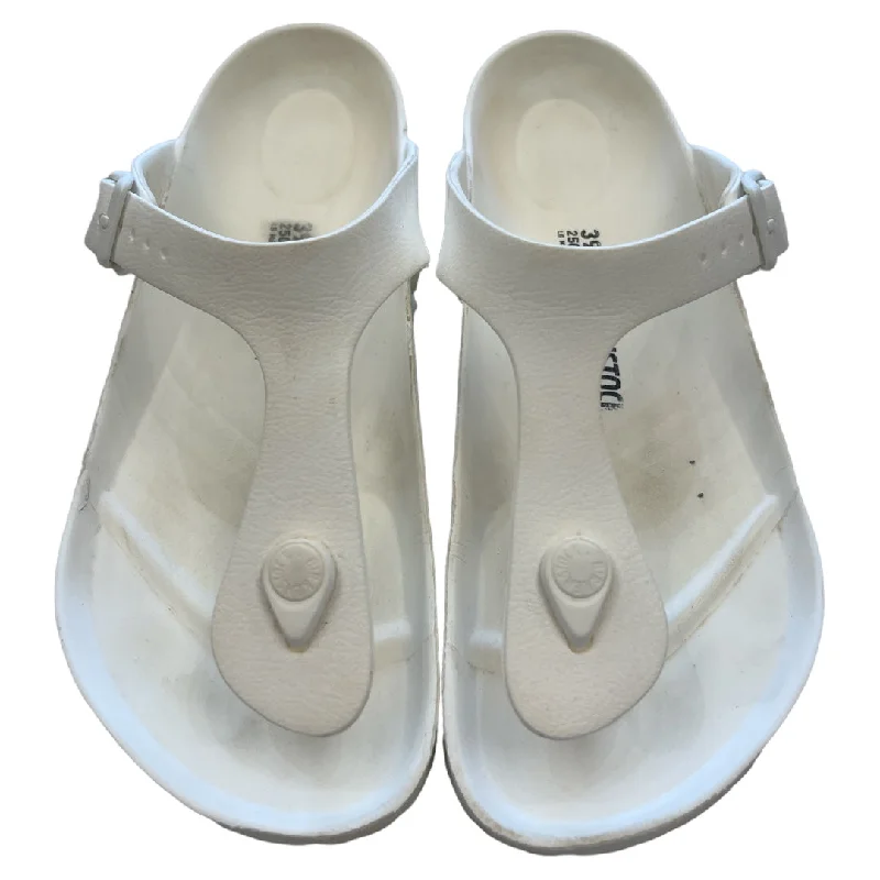 White Sandals Designer Birkenstock, Size 8 Tailored Oxford Style 