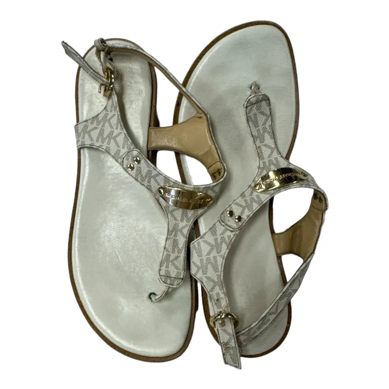 White Sandals Designer Michael By Michael Kors, Size 8 Art Deco - Inspired Shoe Look  