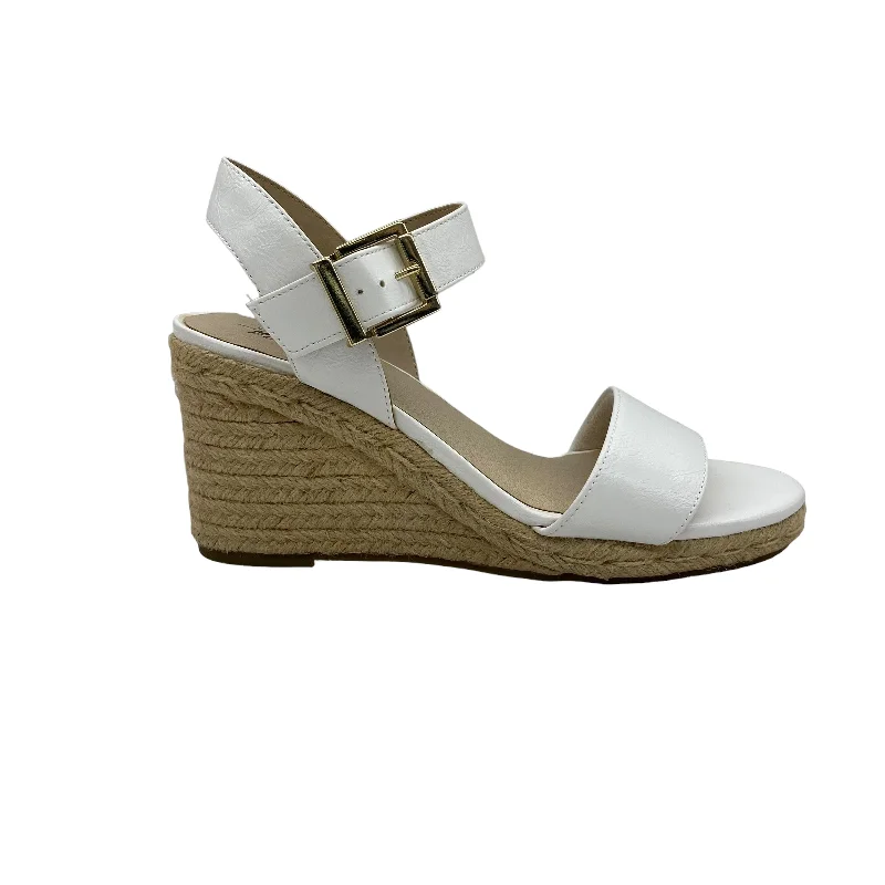 WHITE SANDALS HEELS WEDGE by LIFE STRIDE Size:8 Loose - Fit Slipper Style  