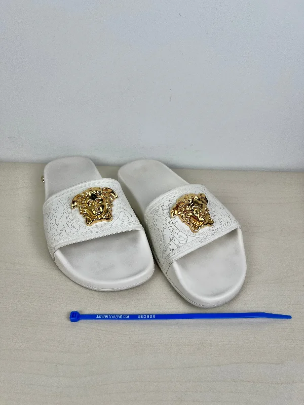 White Sandals Luxury Designer Versace, Size 6 Wingtip Oxford Design 
