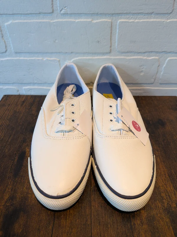 White Shoes Sneakers Keds, Size 7.5 Embroidered Cowboy Boot Design  