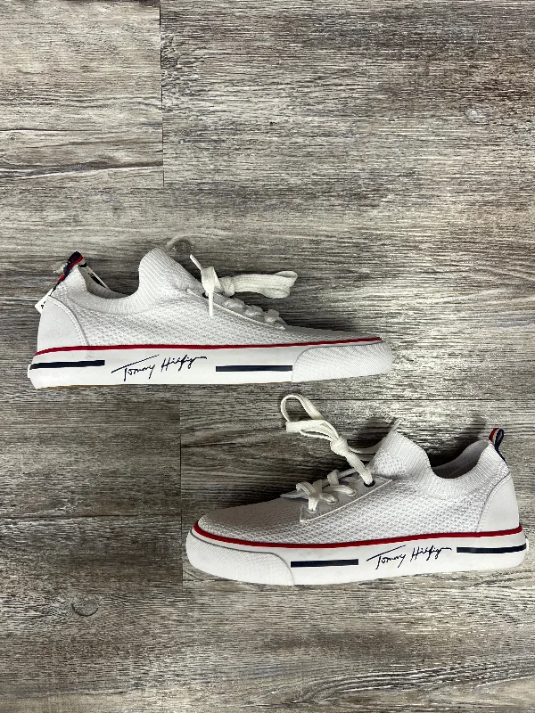 White Shoes Sneakers Tommy Hilfiger, Size 8.5 Athleisure Derby Style  
