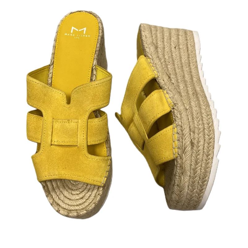 Yellow Sandals Heels Wedge By Marc Fisher, Size: 9.5 Aesthetic  