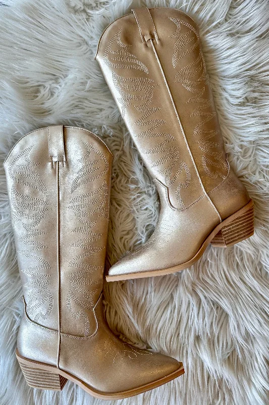 Zerena Gold Boots Inflatable Shoe Look 