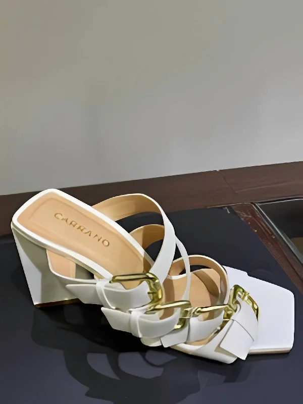 Adira Dress Sandal In White Wingtip Oxford Design 