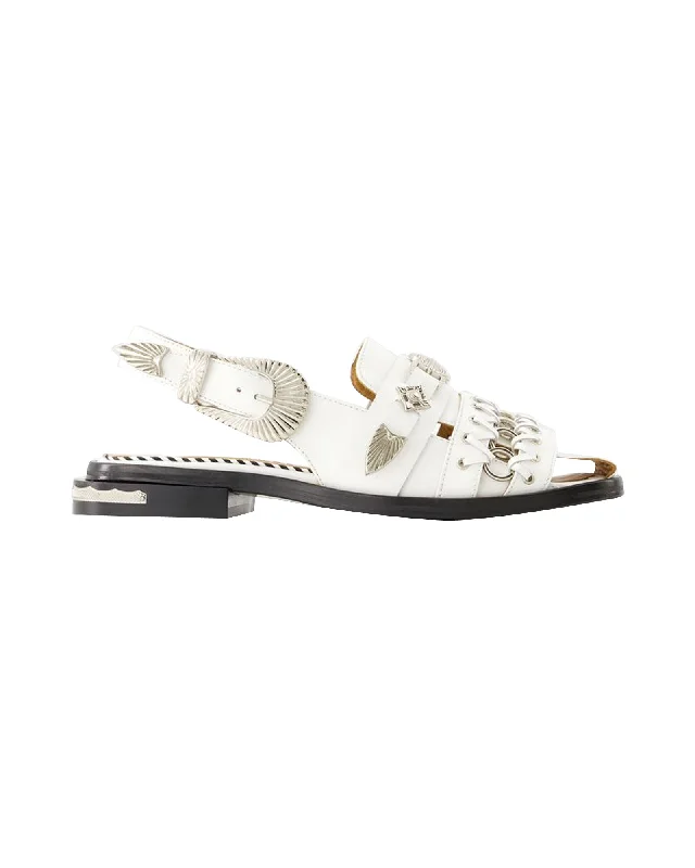 Aj1312 Sandals - Toga Pulla - Leather - White Brogue Oxford Aesthetic 