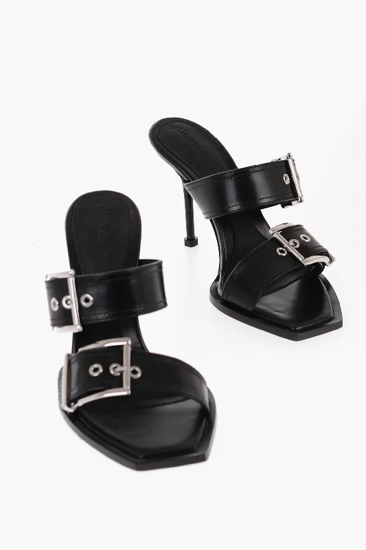 Alexander Mcqueen Leather Sandals With Buckle Heel 10 Cm Skateboarding Sneaker Style Alexander Mcqueen Leather Sandals With Buckle Heel 10 Cm Skateboarding Sneaker Style