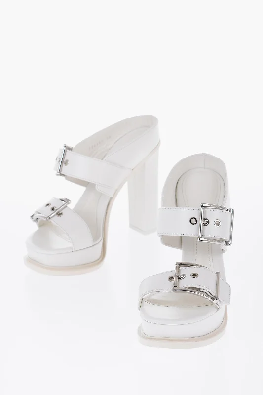 Alexander Mcqueen Leather Sandals With Buckles Heel 13 Cm Ivy League - Inspired Derby Look Alexander Mcqueen Leather Sandals With Buckles Heel 13 Cm Ivy League - Inspired Derby Look