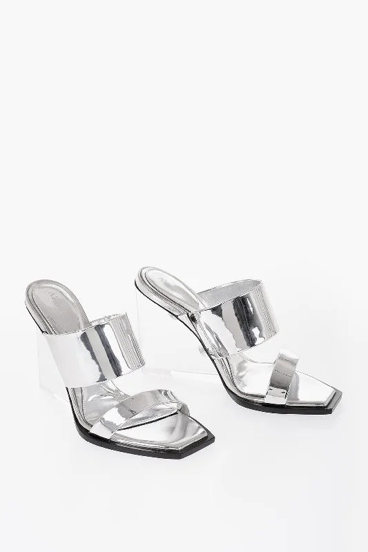 Alexander Mcqueen Metallic Effect Sandals With Clear Wedge 10 Cm Combat - Inspired Military Boot Look Alexander Mcqueen Metallic Effect Sandals With Clear Wedge 10 Cm Combat - Inspired Military Boot Look