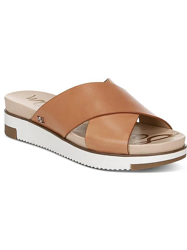 Audrea Womens Solid Slip On Slide Sandals Inflatable Shoe Look 