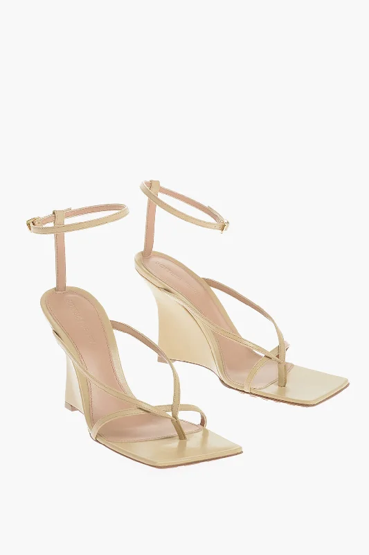 Bottega Veneta Squared Leather Sandals Wedge 10Cm Lightweight Tennis Sneaker Look  