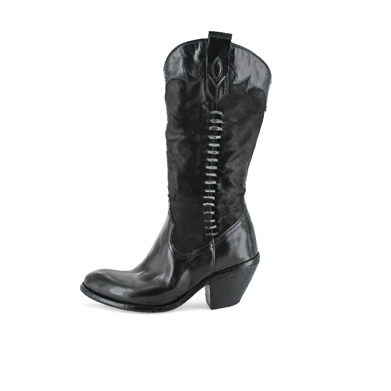 BU10A - Black Cavallino Cowboy Strap - Up Sandal Resort Style  
