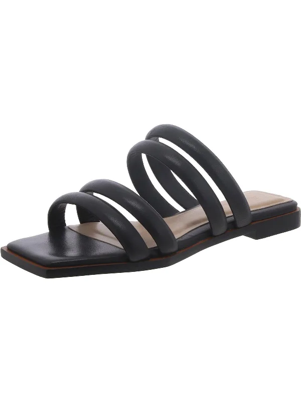 Clarette Womens Slides Square Toe Slide Sandals Rubber - Sole Plimsoll Look  
