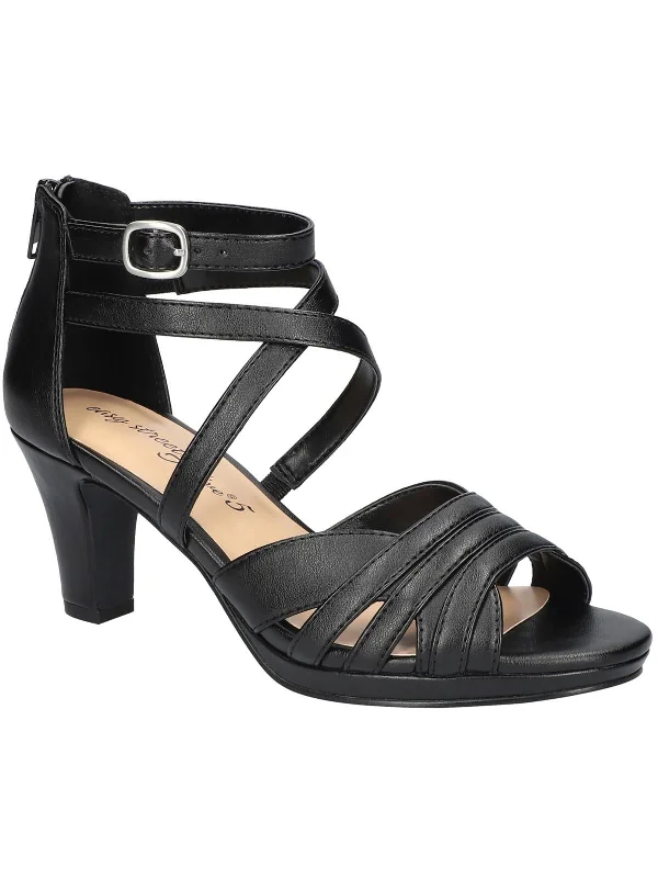 Crissa Womens Satin Ankle Strap Heels Combat - Inspired Military Boot Look  