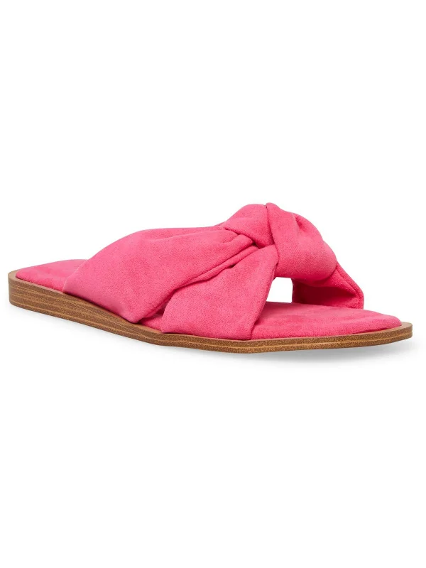 Domani Womens Knot-Front Open Toe Slide Sandals Moccasin Soft - Sole Style  