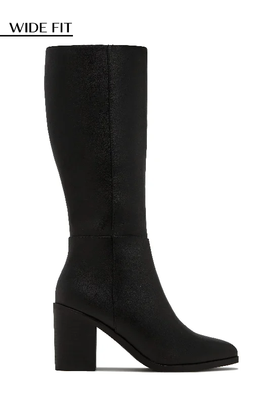 Draya Wide Fit Block Heel Boots - Black Skateboarding Sneaker Style  