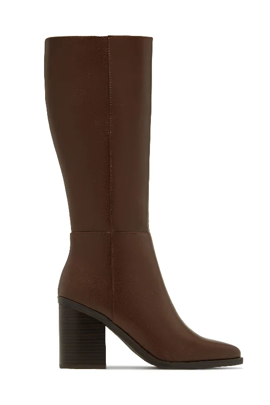 Dreya Block Heel Boots - Brown Tech - Inspired Sneaker Look  