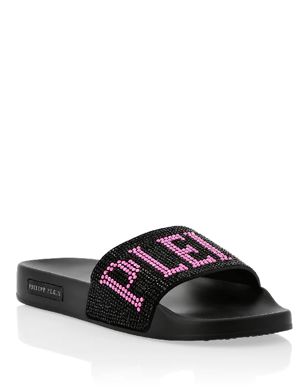 Flat gummy sandals Crystal Plein Victorian - Era Boot Style  