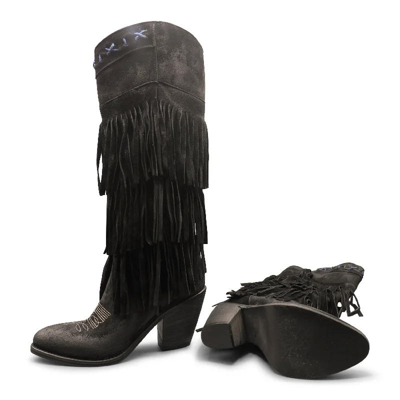 FLOR12 -Nero Layered Fringe Art Deco - Inspired Shoe Look  