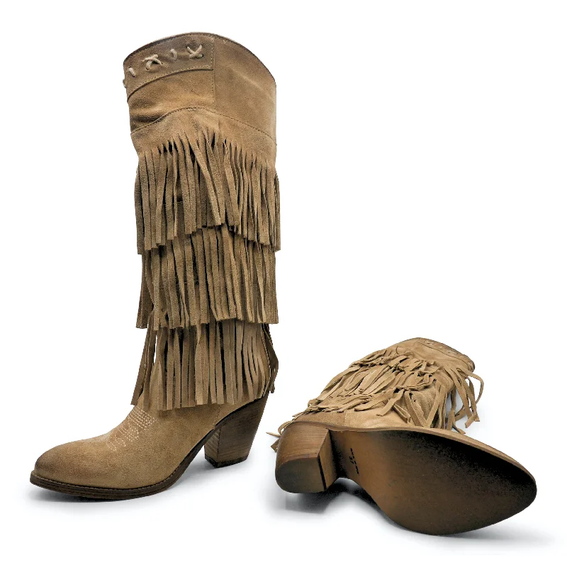FLOR12 - Seppia Layered Fringe Smart - Shoe Functionality Style  