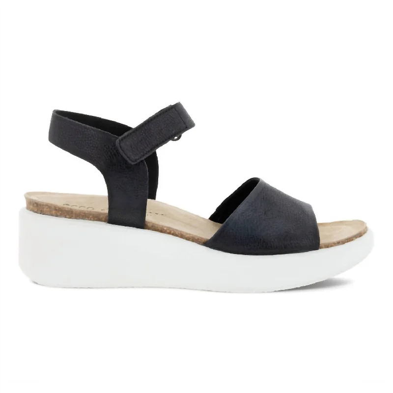 Flowt Wedge Sandal In Black Camouflage Print Boot Style  