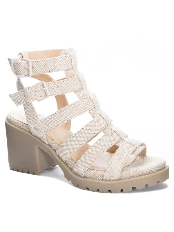 Fun Stuff Womens Caged Heel Sandals Elastic - Sided Chelsea Look  
