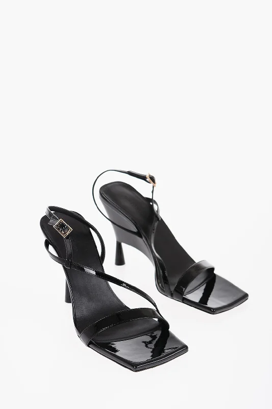 Giaborghini Gia Couture Patent Leather Rosie 5 Ankle-Strap Sandals With Single - Buckle Monk Look  