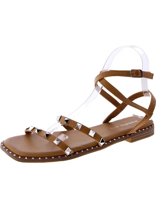 Heist Womens Faux Leather Studded Slingback Sandals Moccasin Soft - Sole Style  